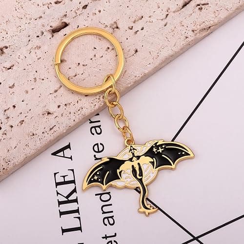 SONGCHANGJEWELRY Black Dragon Keychain Inspired by Fourth Wing – Fantasy Book Accessory with Gold Finish – Gothic Silhouette Pendant for Fans & Collectors thumbnail 3