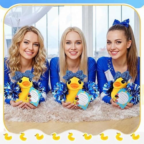 Lenwen Cheer Duck Gift with Pom Poms Bow 8 Inch Duck Plush Senior Cheerleader Gifts Team Support Gift for Senior Night Gifts Cheer Competition Day Must Have thumbnail 7