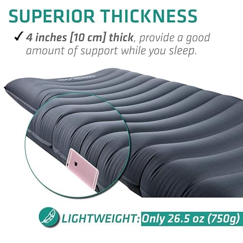 TREKOLOGY UL80 Ultralight Sleeping Pad – Inflatable Camping Sleeping Pad - 40D Nylon Compact Hiking Mat – Lightweight Air Mattress for Backpacking & Tent Camping thumbnail 5