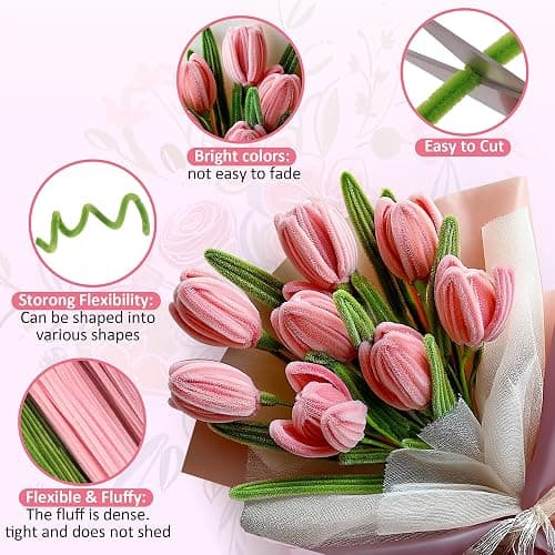 EARLY MINDS 500 Pcs Pipe Cleaners Craft Kit for Flower Making, Complete DIY Flower Craft Set with Chenille Stems, Craft Wire, Stamen, Tape, Ribbon & More, Perfect for Arts, Gifts & Decorations thumbnail 4