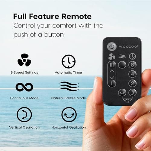 IRIS USA WOOZOO Air Circulator Fan with Remote, Oscillating Table Fan, 8 Speeds, 82ft Max Air Distance, 65° Tilt, Ultra Quiet DC Motor, Small Desk Fan for Bedroom, Office, Dorm, Black thumbnail 6