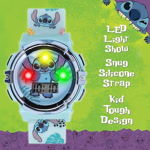 Disney Stitch Kids LCD Watch – Flashing Light-Up Dial, Digital Time Display, Adjustable Strap, Fun Character Design, Perfectfor Boys & Girls – Fits Wrists 5.5” to 8” thumbnail 4