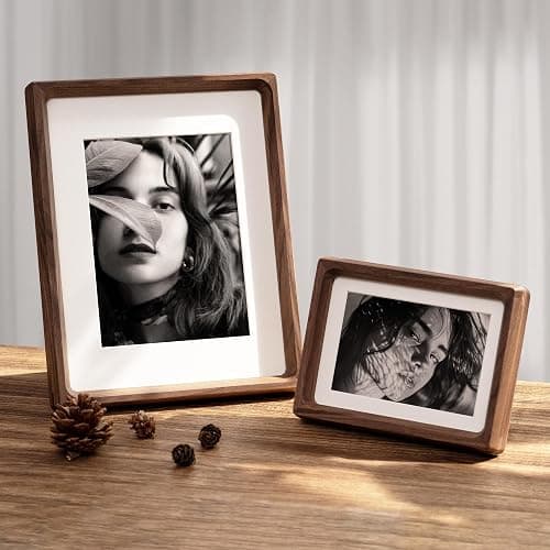 8x10 Picture Frame, USA-Sourced Natural Walnut Wood Photo Frame with Tempered Glass, Handcrafted Rounded Corner 8 x 10 Wooden Frame Matted to 5x7 Photos, Wall or Tabletop Display thumbnail 2