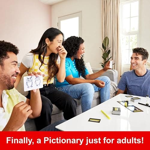 Mattel Games Pictionary Adults Only Party Game for Adults & Game Nights, Drawing Game with Silly Sketches & NSFW Clue Cards, Boards, Markers & Sand Timer thumbnail 2