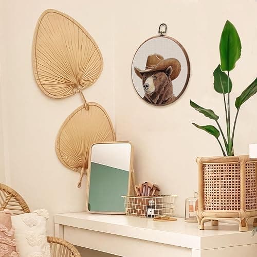 BCUANGD Western Trendy Round Wall Art Decor - Retro Bear Neutral Wall Art Canvas Frame Artwork Prints, Rustic Vintage Country Round Wall Hanging Decorations for Home Farmhouse Bedroom, 10"x10" thumbnail 6