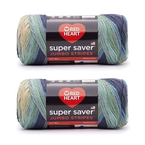 Red Heart Super Saver Jumbo Sutherland Stripe Yarn - 2 Pack of 283g/14oz - Acrylic - 4 Medium (Worsted) - 482 Yards - Knitting/Crochet - Image 1