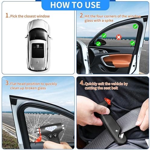 COFSODI Car Glass Breaker and Seatbelt Cutter. Emergency Window Breaker, Seat Belt Cutter, Car Escape Tool with Seatbelt Cutter, Emergency Car Kit Essential Gadgets & Window Breaker Tool. (Pink) thumbnail 6