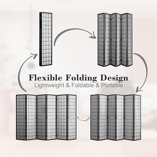 WelFurGeer 6 Panel Shoji Screen Room Divider, Folding Privacy Screens, Room Partitions and Dividers, Decorative Room Dividers, Wall Dividers for Room Separation, Japanese Room Divider for Home (Black) thumbnail 4
