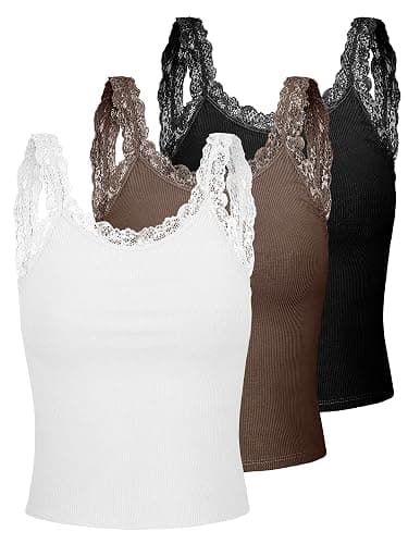 Sintege Women's Lace Patchwork Tank Top Lace Camisole Tank Sleeveless Cami Crop Y2k Tops - Image 1