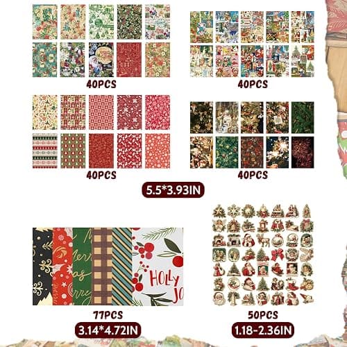DOLEEYAE 287pcs Vintage Junk Journal Kit, Scrapbook Paper & Stickers | for Bullet Journaling, DIY Planner Supplies with Aesthetic Patterns for Card Making, Crafting and Mixed Media Art thumbnail 3