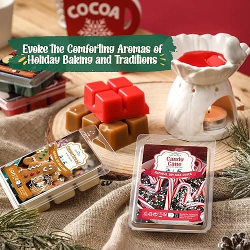 Christmas Wax Melts Wax Cubes, SNOWSEN Strong Winter Fragrance Soy Wax Cubes for Wax Warmer,Scented Wax Melts Gift Set, Apple Cinnamon, Gingerbread, Christmas Pudding and More, Wax Melts Tarts -8 Pack thumbnail 4