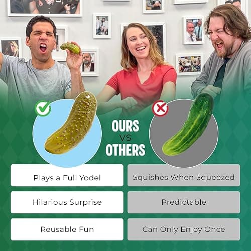 DR DINGUS Yodeling Pickle (1 Pickle - 5 Inch) Sings Dill-lightful Musical Yodel Song - Hilarious Laughs - Singing Novelty Gag Gift for Friends Family Coworkers Office Students Classroom thumbnail 5