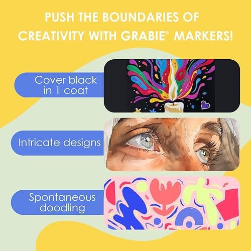 Grabie 72 Color Acrylic Paint Markers, Pack of 36 Dual Tip Brush Pens | 72 Colors in 36 Markers,Dual Tip Soft Brush Design,Water-Based Acrylic Ink For Paper, Rock, Wood, Canvas, Glass & Fabric thumbnail 5