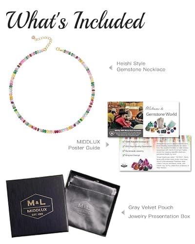 MIDDLUX Heishi Style Gemstones/Natural Pearls Beaded Choker Necklace for Women, Handmade Jewelry Gifts for Her thumbnail 5