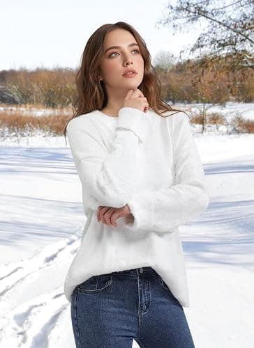 Women's Oversized Crewneck Sweaters, Long Sleeve Fuzzy Knit Casual Chunky Warm Fall Pullover Sweaters Top Trendy Outfits thumbnail 3