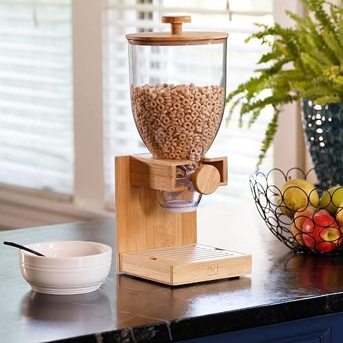 Honey-Can-Do Bamboo Cereal Dispenser with Airtight Lid – Countertop Dry Food Dispenser for Kitchen Organization – Eco-Friendly Cereal Container for Pantry thumbnail 4