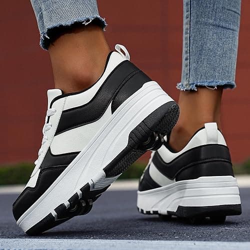 ANEFUN Roller Skate Shoes for Kids Girls Boys Detachable Wheeled Fashion Sneakers | Wheeled, Detachable, for Kids thumbnail 3