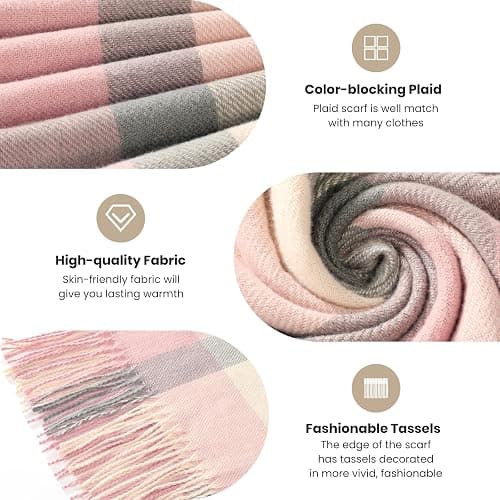 Pleneal Scarf for Women, Womens Winter/Fall Scarf,Long Plaid Shawls and Wraps, Cashmere Feel Blanket Pashmina Scarves thumbnail 4