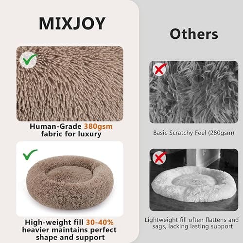MIXJOY Orthopedic Dog Bed Comfortable Donut Cuddler Round Pet Beds Ultra Soft Washable Dog and Cat Cushion (20''/23''/30'') (23'', Brown) thumbnail 4