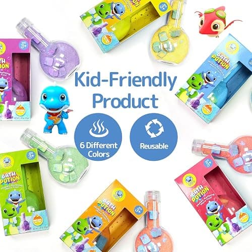 Bath Toys for Kids Potion, SWCANDY 6 Pack Bath Bombs Fun Time Bathtub Colorful Bubble Foam Boys Girls with Indoor Outdoor Scientific Soap Magical Nontoxic Fizzes Eruption Age 4-8 Years Old Toddler thumbnail 6