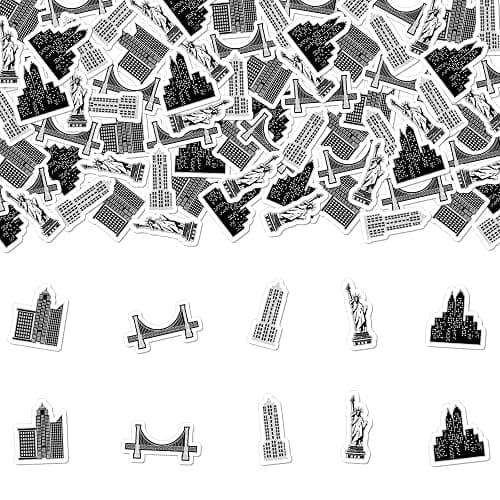 Cheerupp 200 Pcs Black New York Cityscape Theme Confetti, Skyscraper Table Scatter Confetti Decorations, Night Scene Table Paper Decor for Baby Shower Birthday Wedding DIY Crafting Supplies - Image 1