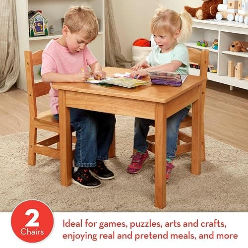 Melissa & Doug Solid Wood Kids Table and Chairs (2), Premium Quality Wooden Toddler Table and Chair Set for Kids Playroom Furniture & Montessori Classroom Furniture for Boys & Girls Ages 3+ thumbnail 4