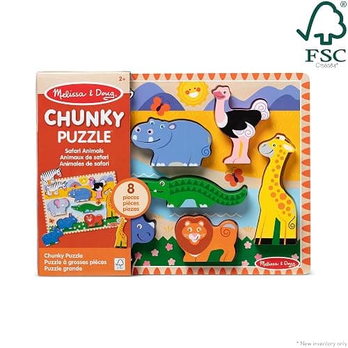 Melissa & Doug Safari Wooden Chunky Puzzle (8 pcs), Educational Screen Free Activity for Toddler, Preschoolers and Kids Ages 2+ - FSC Certified thumbnail 6