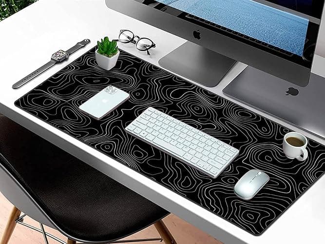 Rinaze Extra Large Gaming Mouse Pad with Black Topographic, XXL Mousepad, Big Mouse Mat Desk Pad, Non Slip Keyboard Pad for Gaming Computer Laptop PC Office Desk Accessories thumbnail 7