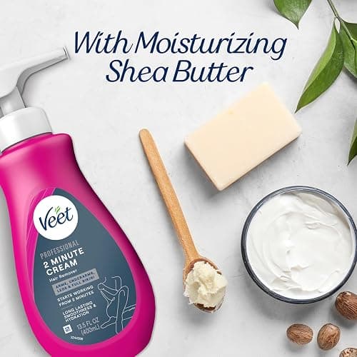 Veet Professional 2 Minute Cream for All Skin Types with Shea Butter, Full Bikini & Pubic Hair Removal, Dermatologically Tested, 13.5 FL OZ Bottle w/Spatula thumbnail 6