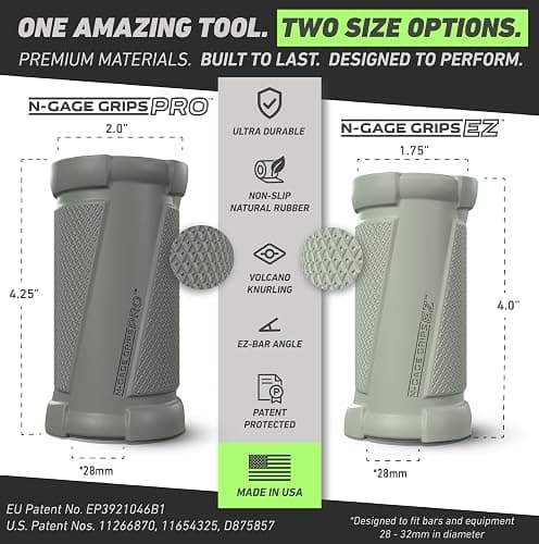 N-Gage Grips – Patented Angled Barbell Thick Grips for Joint Support & Muscle Activation – Ergonomic Bar Attachments for Strength Training - Gym Accessories Manufactured in the USA (1 Pair) thumbnail 5