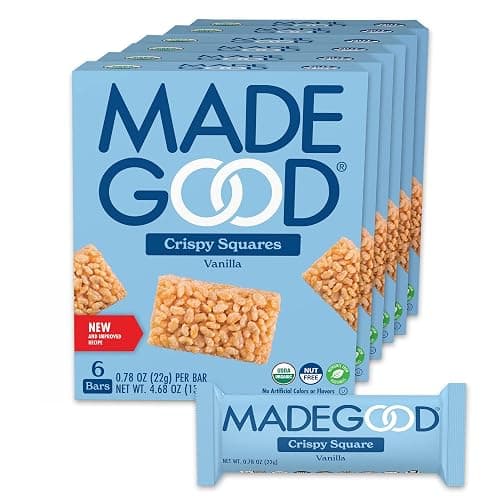MadeGood Crispy Squares, Vanilla (36 Count) Gluten Free Snacks - Vanilla - 6 Count (Pack of 1) - Image 1