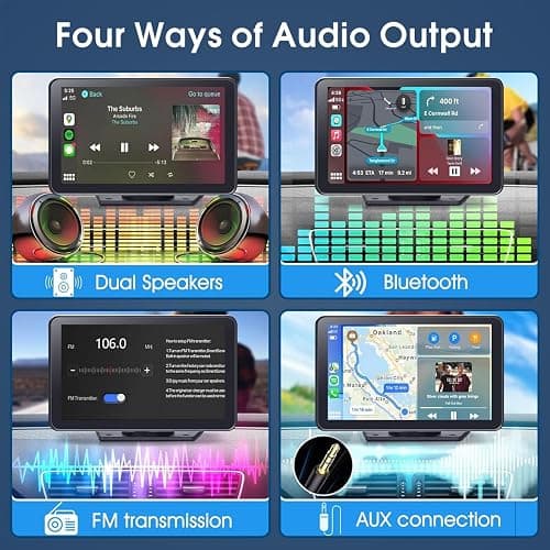 Carplay Screen for Car, 7" HD Wireless Portable Car Play Touchscreen Stereo with Android Auto Mirror Link/Backup Camera/GPS Navigation/Satellite Radio for All Vehicles thumbnail 4