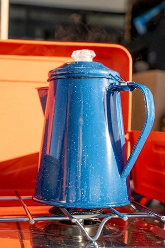 GSI Outdoors Percolator Coffee Pot | Enamelware Campfire Coffee Boiler Kettle for Outdoor Camping Cookware, Cabin, RV, Kitchen, Hunting & Backpacking thumbnail 10