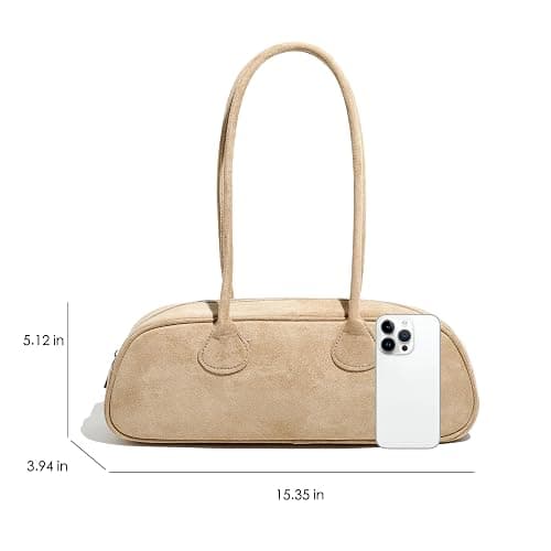 Stylor Women's East West Le Teckel Handbag - Apricot Suede thumbnail 4