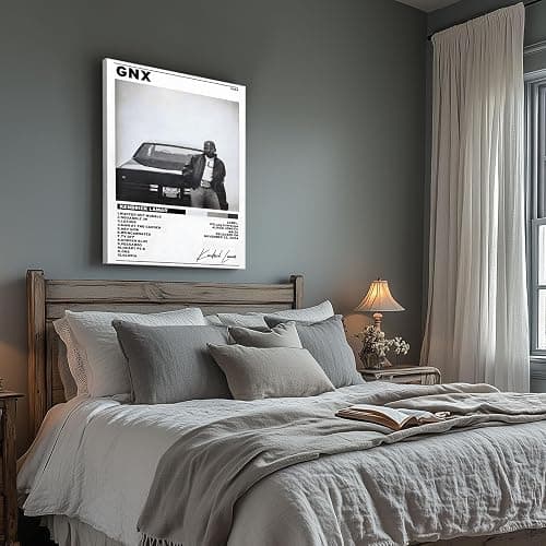 B.B.F MAKE Kendrick Lamar Cover Canvas Wall Art, GNX Album Monochrome Hip-Hop Poster Modern Urban Music Aesthetic Picture Canvas Artwork Music Decor for Living Room Bedroom Studio, Framed 8x10inch thumbnail 3