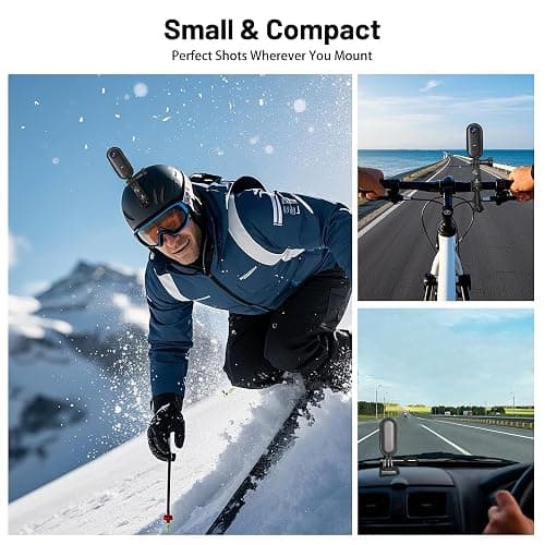 4K Mini WiFi Action Camera 128GB Thumb POV Portable Body Cam Wearable Video Recorder with IPX7 Waterproof Underwater Camcorder, Helmet Mount, Magnetic Sport DV for Bike Cycling, Pet, Vlogging(Black) thumbnail 5