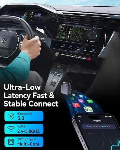 Burnt Sugar Wireless Carplay Adapter for iPhone 2026 Upgraded, Ultra-Mini USB for Apple Car Play Convert Wired to Wireless, Stable Low-Lag GPS Plug & Play for iOS 10+ & Cars from 2016+ (Bright Gray) thumbnail 6