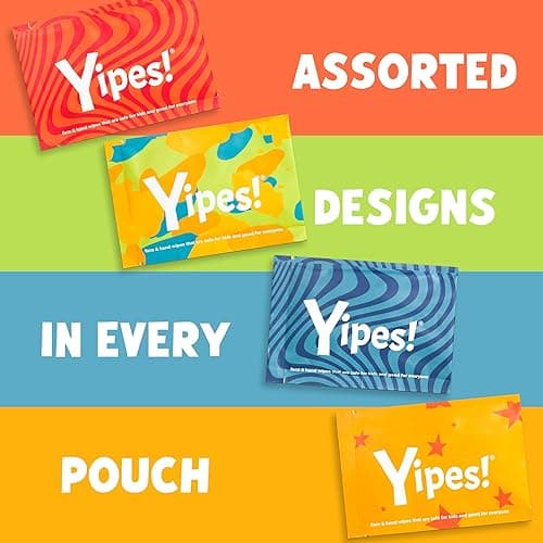 Yipes! Kids Face and Hand Wipes | Compostable Wet Wipes for Sensitive Skin | Individually Wrapped | Classroom Must Haves | Travel Essentials | For Backpacks, Lunchboxes, Classroom Supplies | 2 pack thumbnail 3