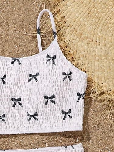 SEGT Girls Two Piece Swimsuit Bow Printed Bikini Set Adjustable Straps Swimwear High Waisted Bottom Bathing Suits thumbnail 4