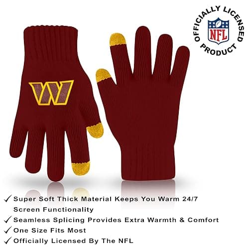 Ultra Game Adults NFL Official Super Soft Winter Beanie Knit Hat With Warm Touch Screen Gloves thumbnail 3