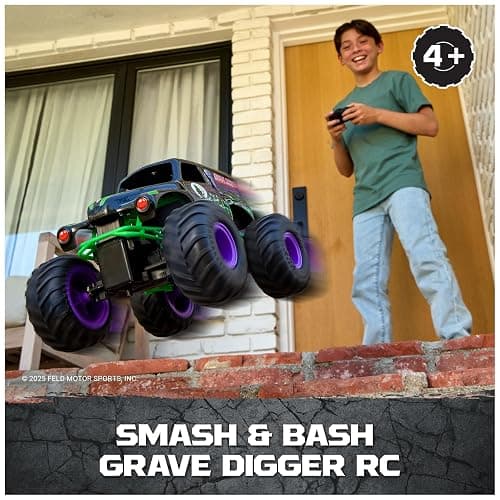 Monster Jam, Official Smash & Bash Grave Digger Remote Control Indoor & Outdoor Vehicle, 1:15 Scale Repairable Monster Truck, Kids Toys for Boy and Girls Ages 4 and up thumbnail 2