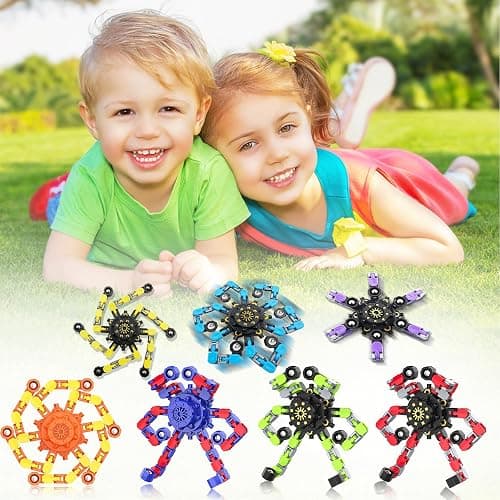 Transformable Fidget Spinners,9PCS Funny Sensory Fidget Toys Adults Deformable Chain DIY Robot Spinner,Fingertip Stress Relief Gyro Toy Halloween Party Favors Christmas Stocking Stuffers for Kids thumbnail 8