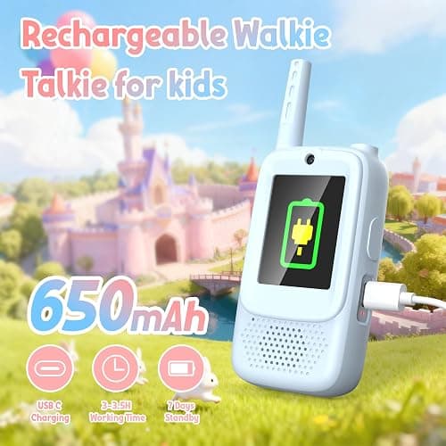 Rush Deer Video Walkie Talkies for Kids, 2 Pack Rechargeable Video Intercom Kids Walkies Talkies with HD Camera & Voice, Indoor Outdoor Games,Camping, Hiking for Boys Girls 3-14,Blue/Pink thumbnail 4