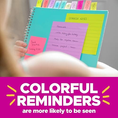 Post-it Super Sticky Notes, 3 x 3 in, Assorted Brights, 15 Pads | School Supplies and Oﬃce Supplies, 2X the Sticking Power thumbnail 6