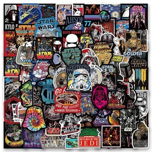108 Pack Stickers for Star War to Girls Teens Boys,Cute Stickers for Water Bottles,Vinyl Waterproof Decals for Laptop,Bumper,Skateboard,Cartoon Sticker Gifts - Image 1