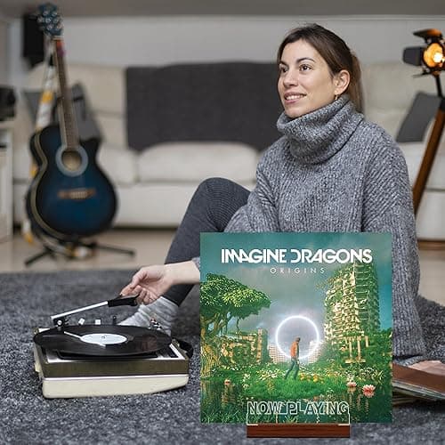 CoolGift Mart Now Playing Vinyl Record Stand, Light up Record Holder, Wooden Acrylic Display with Warm White Lights for Albums, Room Decor, for Vinyl Lovers thumbnail 7