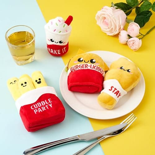 JOYIN 4 Pcs Emotional Support Plushies, Easter Fast Food Plush Stuffed Toys Set, Cute Burger Fries & Milkshake Plush Pillow for Girls Boys Teens, Fun Comfort Food Gift Box for Birthday & Care Package thumbnail 2