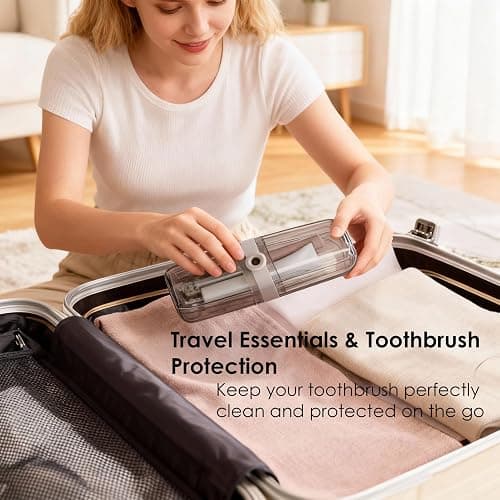UZDOTB Toothbrush Travel Case, 2 in 1 Portable Travel Toothbrush Holder with Mouthwash Cups, Leakproof Travel Toothbrush and Toothpaste Container for Traveling Camping Dorm Office Business Trip thumbnail 6