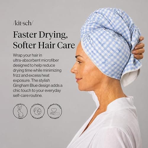 Kitsch XL Microfiber Hair Towel Wrap for Women thumbnail 2