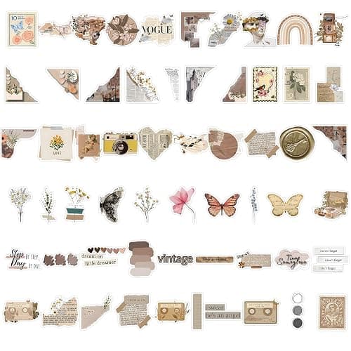 120 Pcs Autocollant Scrapbooking, Stickers Kindle, Stickers Aesthetic | Stickers Aesthetic, Autocollant Adhésif pour DIY Bullet Journal Bricolage Artisanat Décoration thumbnail 5